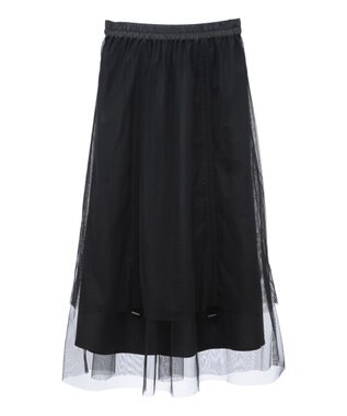 earth music&ecology ２ｗａｙドロストチュールスカート Black