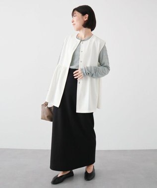 Green Parks カットジョーゼットペプラムベスト Ivory