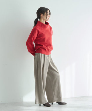 YECCA VECCA ベルテッドカルゼ起毛ワイドパンツ Gray Beige