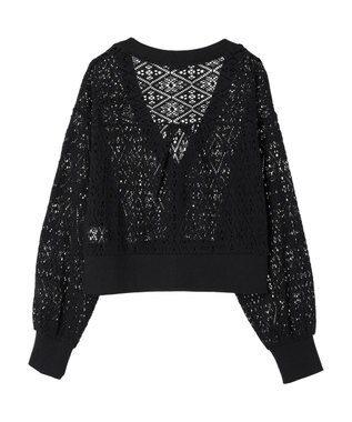 earth music&ecology ラッセルレースカーディガン Black