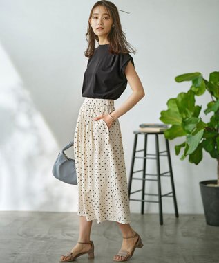 組曲 GIZAプレーティング天竺フレンチスリーブ Tシャツ ブラック系