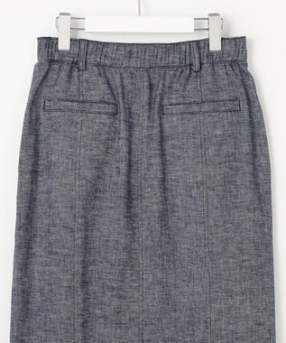 自由区 【洗える】コットンリネンシャンブレー スカート インディゴ系