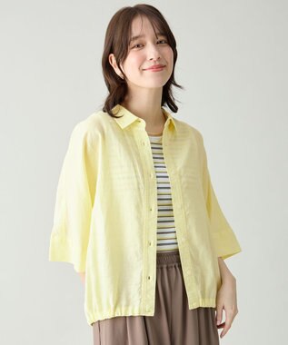 ANY ヨーロピアンリネンハーフスリーブシャツ イエロー