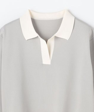 ANY L 【2SET】バイカラーポロニット×スカートセット ライトグレー×ベージュ