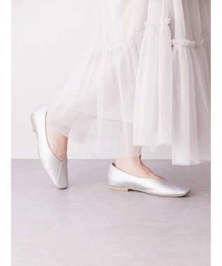 AMERICAN HOLIC 【整履き】切り替えスクエアフラットパンプス Silver