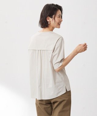 J.PRESS LADIES L プレーティングジャージー ブロッキング カットソー ライトグレー系