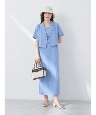 earth music&ecology リサイクルポリエステルブレンドショートシャツ Sax