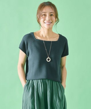 ANY 【洗濯機可能/アンチピリング/UVケア】アクリルガータースクエアニット グリーン