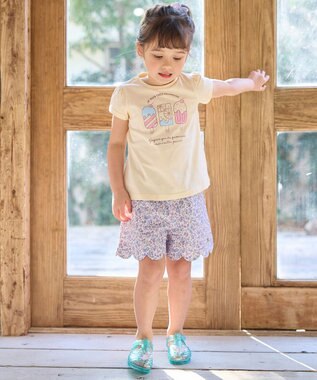 ANY KIDS 【WEB限定】7days プリント 半袖 Tシャツ クリーム×アイス