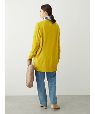 Green Parks もちやわ　Ｖネックミディ丈ニットカーディガン Yellow