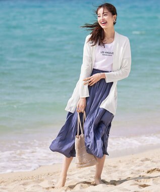 Tiaclasse L 【新色追加・UVケア・接触冷感】ロングトッパーカーディガン オフホワイト