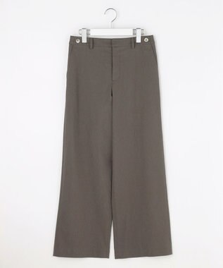 J.PRESS LADIES セルロースリネンストレッチ セミワイド パンツ スレート系