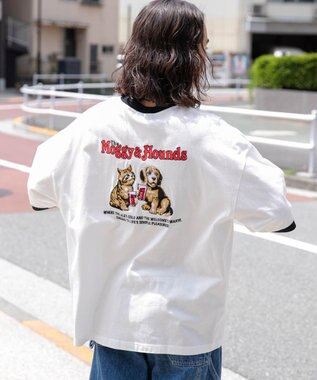 WEGO モチーフ刺繍リンガーT ホワイト