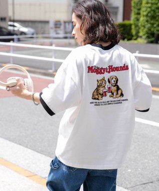 WEGO モチーフ刺繍リンガーT ホワイト