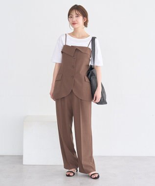 earth music&ecology 【セットアップ対応】リネンライクリラックスパンツ Brown