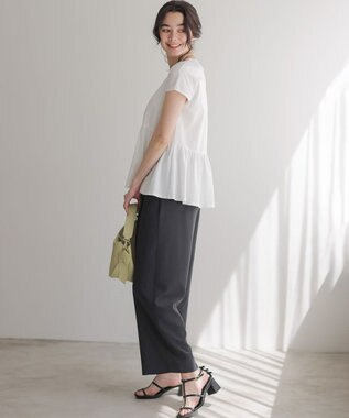 組曲 【WEB限定】トリコットジャージー ペプラムカットソー ホワイト系