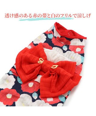 PET PARADISE 犬の服 夏 犬服 浴衣 椿柄 赤 【中型犬】 【大型犬】 赤