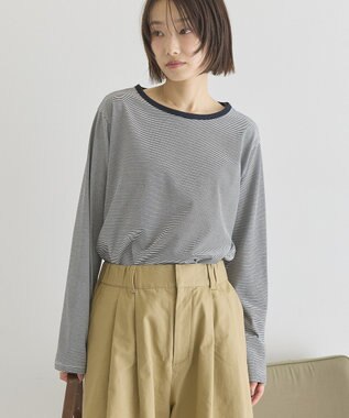 AMERICAN HOLIC シアーカラーボーダープルオーバー Dark Navy