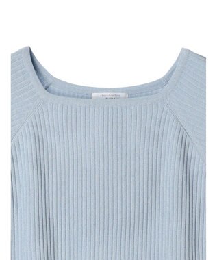 Green Parks 洗える　スクエアネックリブニットプルオーバー Blue