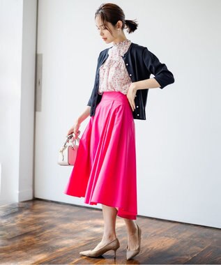 組曲 【速乾・撥水】ハイカウントタフタ スカート オールドローズ系