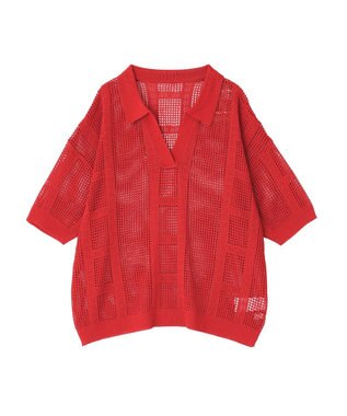 earth music&ecology レーシースキッパーポロニットプルオーバー
