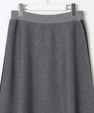 自由区 S 【WEB限定・マルチウェイ・洗える】ヘリンボーン柄リバーシブルニット セットアップ ブラック×グレー柄