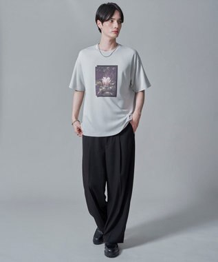 WEGO 【2点SET】アクセ付きフォトグラフィックT（SS） ライトグレー