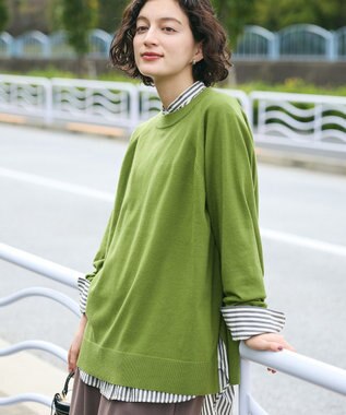 CRAFT STANDARD BOUTIQUE 洗える/とてもちラグランニットプルオーバー Green
