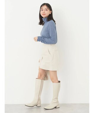 earth music&ecology 起毛レースハイネックインナー Blue