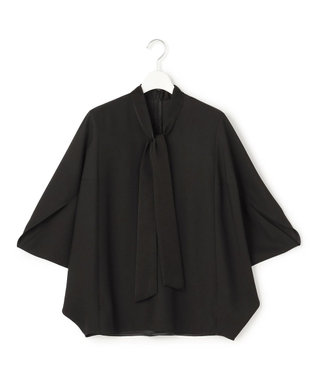 ICB 【新色追加・WEB限定カラーあり】FluidBackSatin ドルマンスリーブボウタイブラウス ブラック