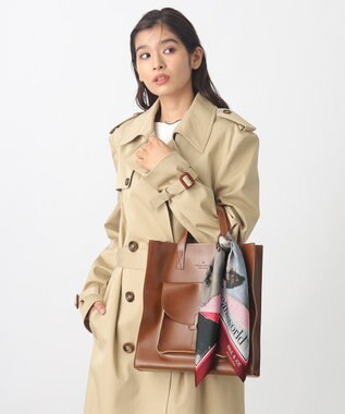 MOONBAT 【WEB限定】PAUL & JOE ACCESSOIRES シルクツイル キャットコラージュスカーフ 58×58cm Dream Girl(ワイン)