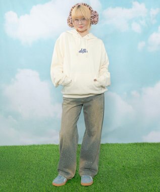 WEGO 【ユニセックス着用ITEM】ハートモチーフプルパーカー ホワイトアイボリー