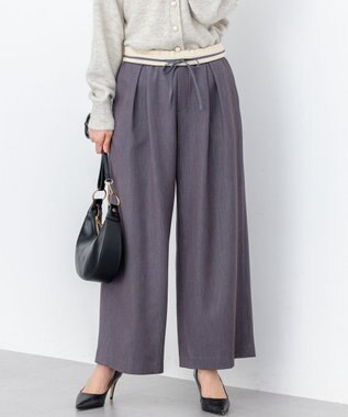 組曲 L 【加藤ローサさん着用】ラメストライプ ワイドパンツ グレー系1