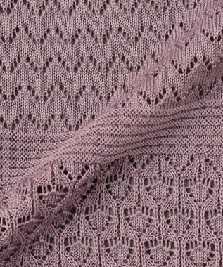 Feroux 【洗える】透かし編みニット ワンピース ライラック系
