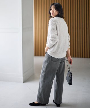 ANY 【洗濯機可】フェザーメッシュニット オイスター