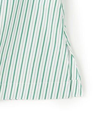 UNFILO フリルネック ブラウス グリーンストライプ