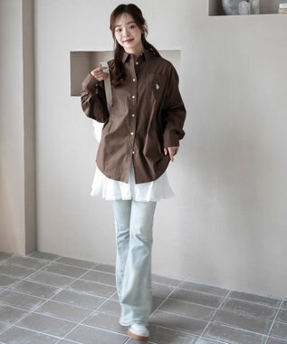 WEGO 【25年秋新色登場★】U.S. POLO ASSN.別注ロングスリーブシャツ ブラウン