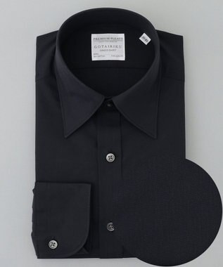 GOTAIRIKU 【形態安定】PREMIUMPLEATS_レギュラーカラー 通年ドレスシャツ（ブラック） ブラック系