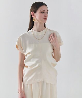 BEIGE， CYANO / サテン ドレープブラウス Ecru