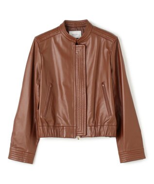 BEIGE， 【andGIRL 秋号掲載】CLYDE / ステッチデザインラムレザーブルゾン Brown