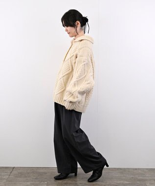 LENO ARAN PULLOVER【UNISEX】アラン柄ニットプルオーバー/カーディガン IVORY