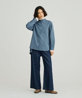 J.PRESS YORK STREET 【WOMEN】バックプリーツブラウス ダルブルー系