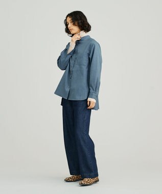 J.PRESS YORK STREET 【WOMEN】バックプリーツブラウス ダルブルー系