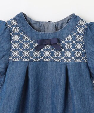 組曲 KIDS 【100㎝】レースコンビデニム ワンピース ブルー