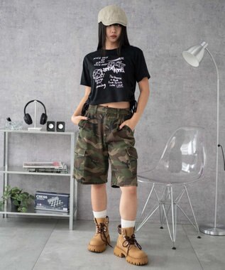 WEGO グラフィックショートサイドリボンドロストT 柄4