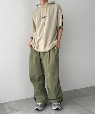 WEGO 【MLXLサイズ展開】ストレートラインプルパーカー（SS） ベージュ