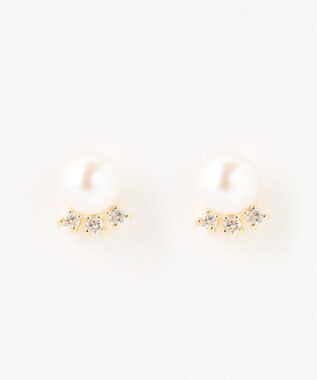 TOCCA 【WEB限定】FRILL DIAMOND PEARL K10イエローゴールド 淡水パール ダイヤモンドピアス イエローゴールド