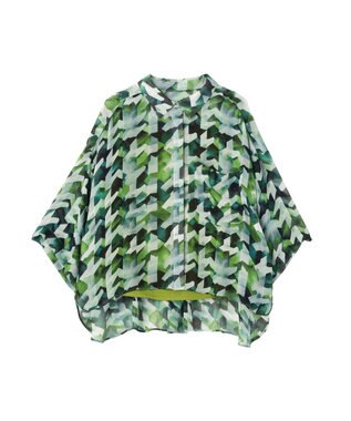 YECCA VECCA [2SET]キャミ付きシアージオメ柄シャツ Green
