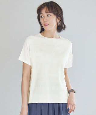 【接触冷感・UVカット・洗える】クレープストレッチボーダー ニット