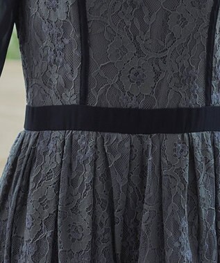 Tiaclasse 【洗える】レースコンビフレアワンピース ネイビーグレー
